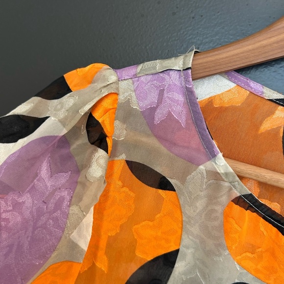 Kaffe NWT size 10 Abstract Print Blouse and Skirt Set- sheer effect, puff sleeve - Picture 11 of 16